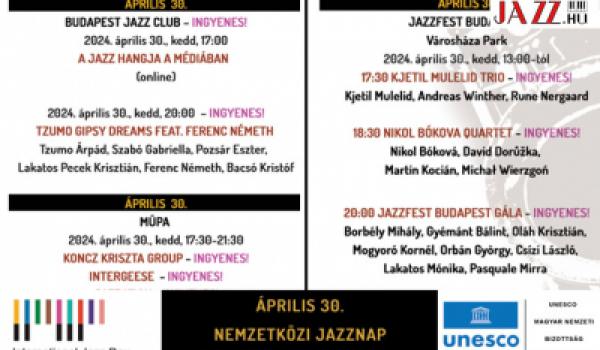 Jazzünnep 2024 -  Nemzetközi Jazznap koncertjei